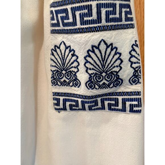 Bohemian Midi Skirt Women MED White Blue Embroidered Boho Hippie Beachy Gypsy - Picture 5 of 16